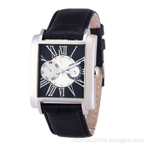 Stainless steel case watch, Japan Movement, genuine leather strap vogue style